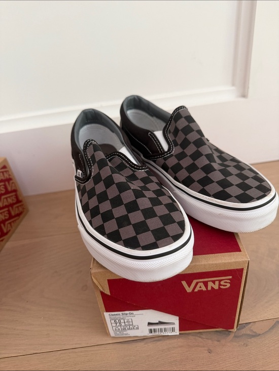 Vans Shoes - Vans Checkerboard Slip-On Sneakers - Black & Gray